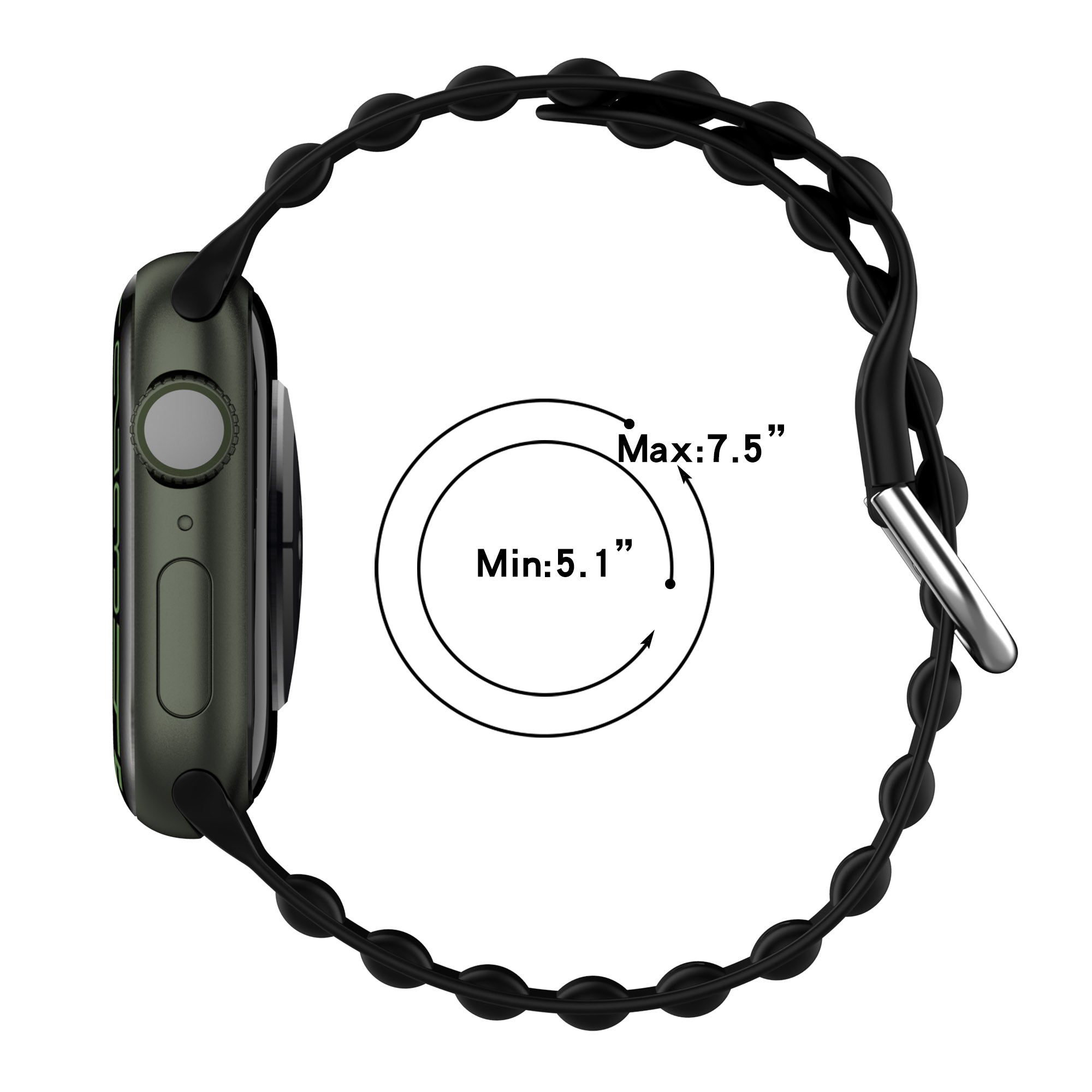 For Apple Watch Series 9 8 7 41mm 6 5 4 SE (2023) SE(2022) SE 40mm 3 2 1 38mm Wave Grain Silicone Watch Strap Wrist Band with Square Buckle For Apple Watch Series 9 8 7 41mm 6 5 4 SE (2023) SE(2022) SE 40mm 3 2 1 38mm Wave Grain Silicone Watch Strap Wrist Band with Square Buckle